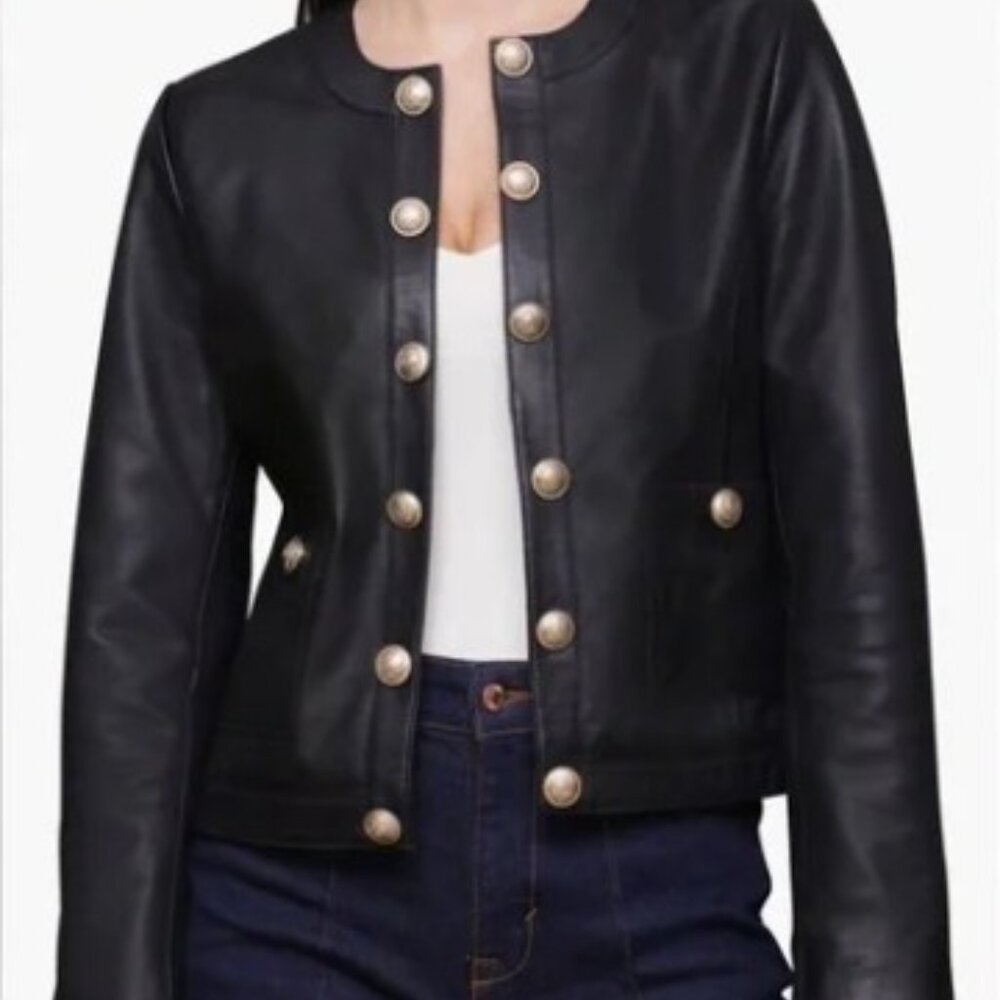 NWT Bagatelle collarless leather jacket - Small